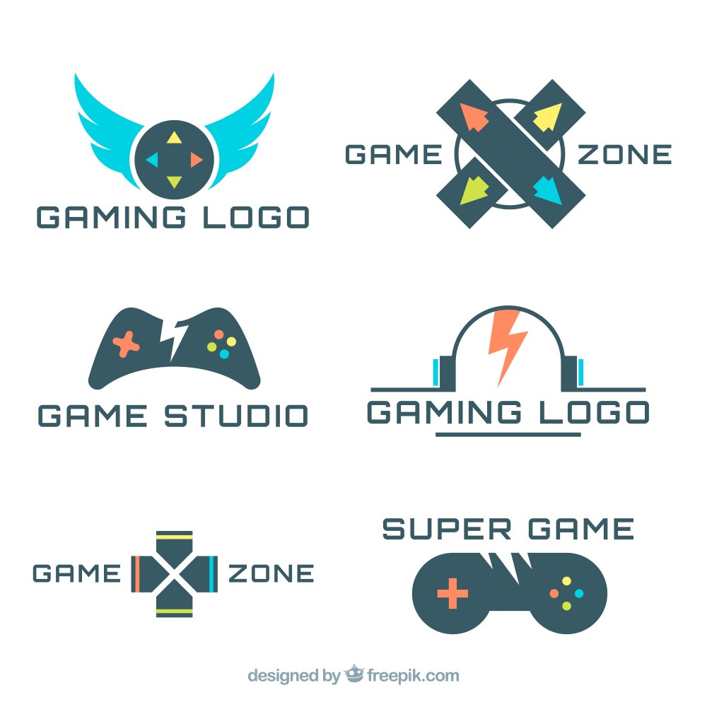 Gaming logo collection with flat design