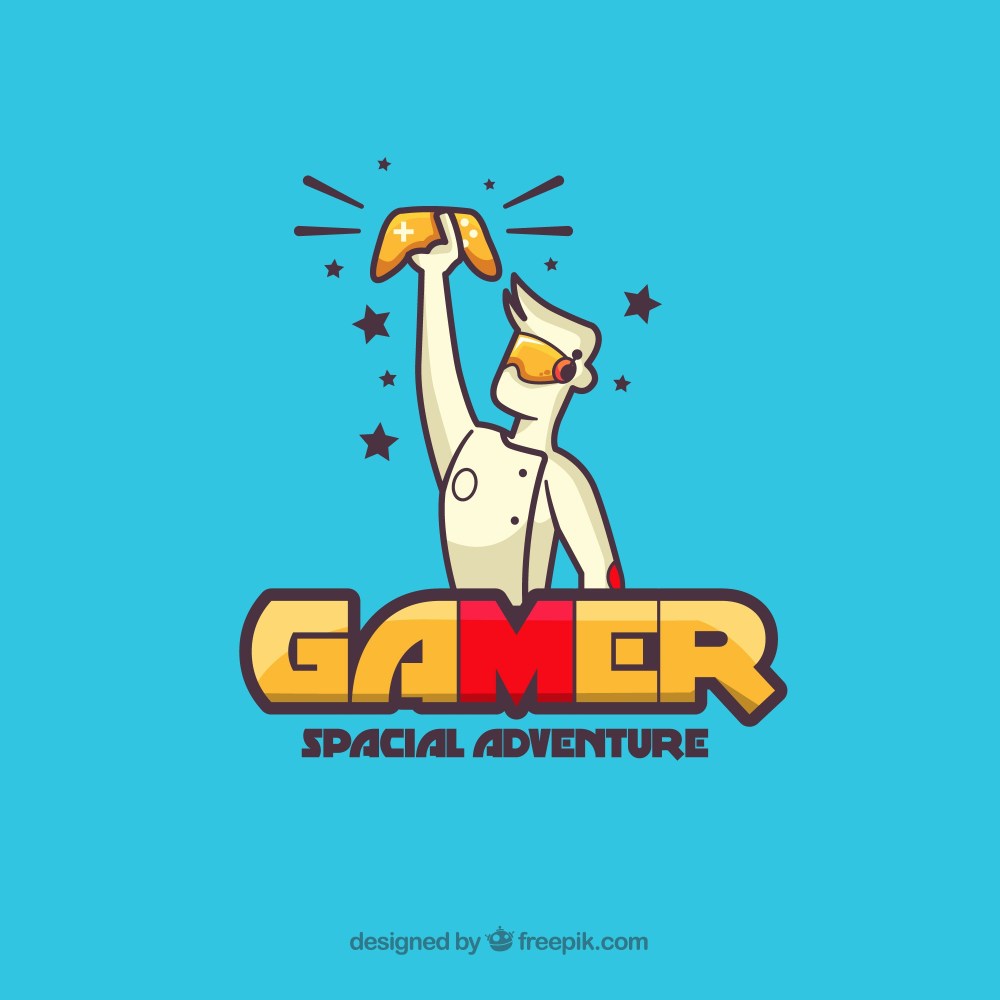 Gaming logo with boy and console