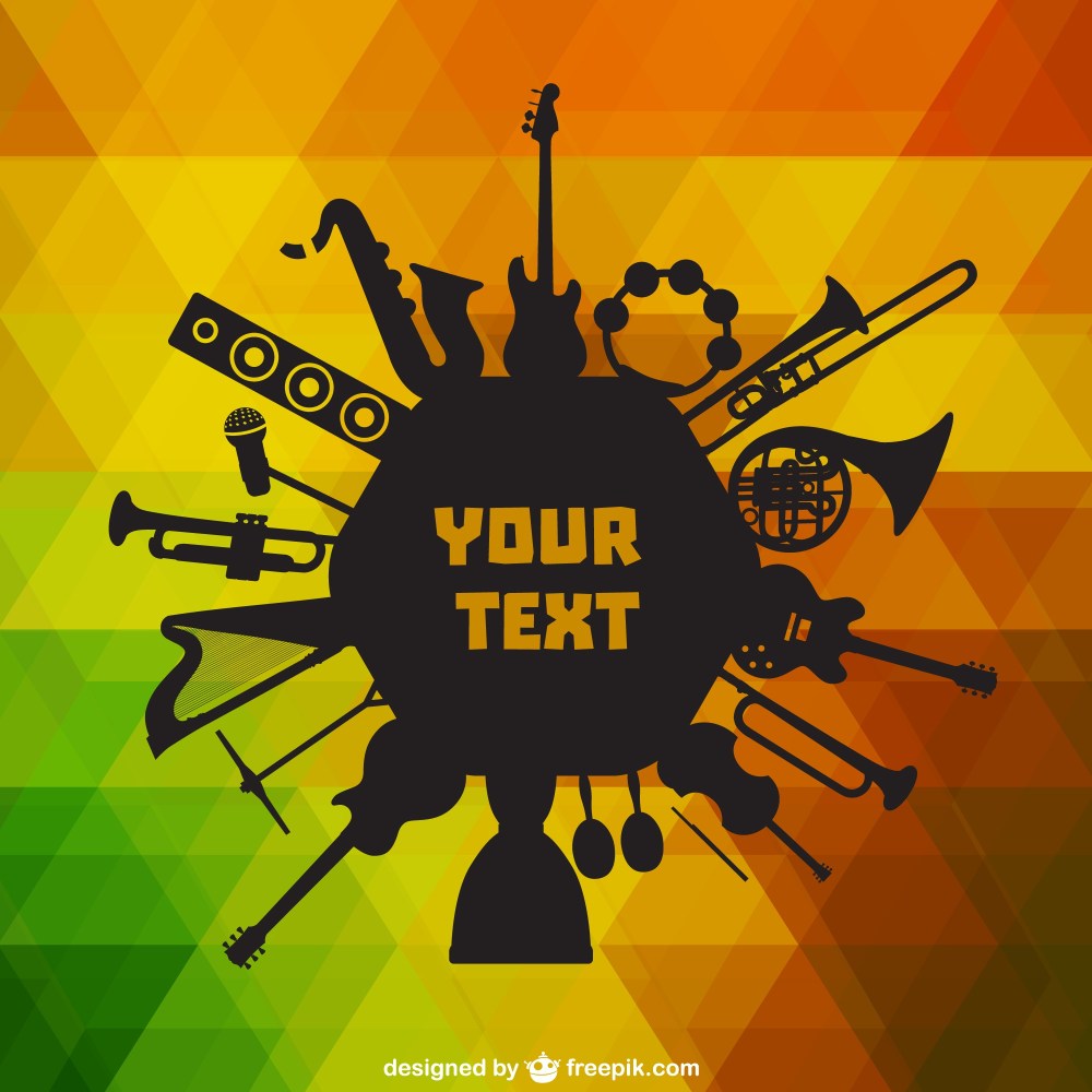 Geometric background with music instruments