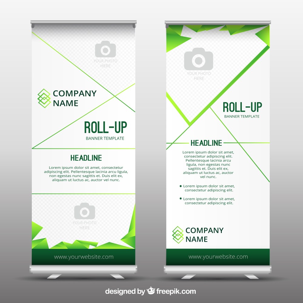Geometric business roll up with green forms