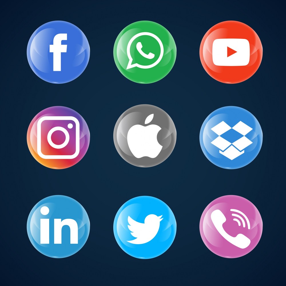 Glass bubble social media icons
