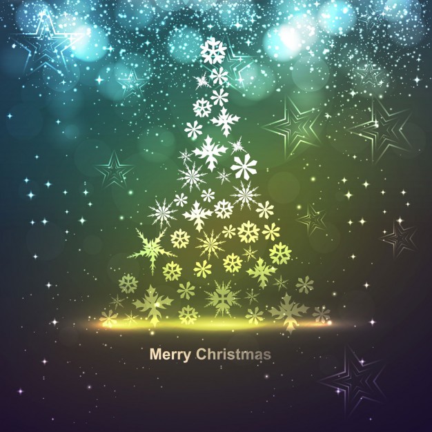 Glowing Christmas card with snowflakes