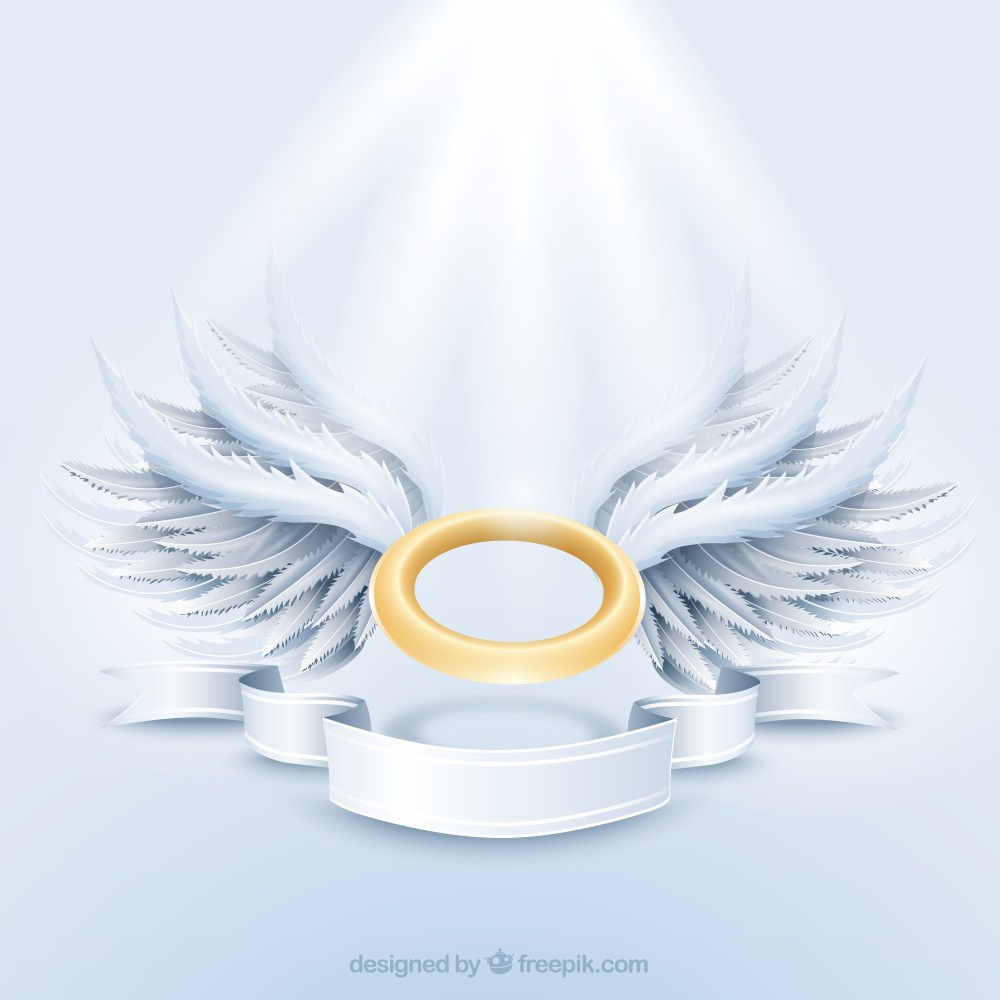Golden aureole and white wings