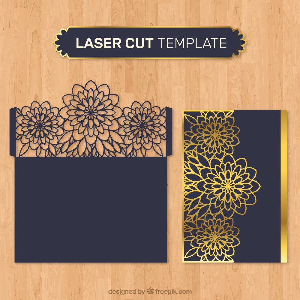  golden floral envelope with laser cut
