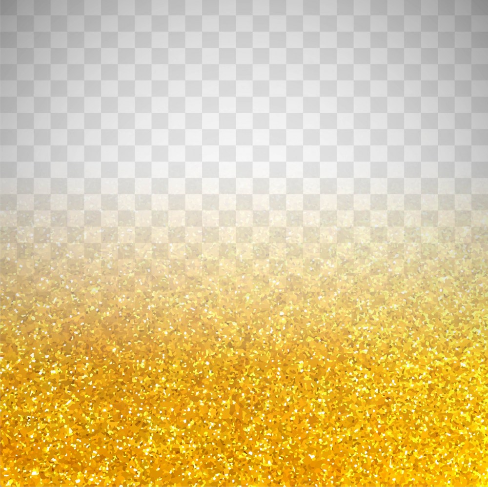 Golden glitter on transparent background