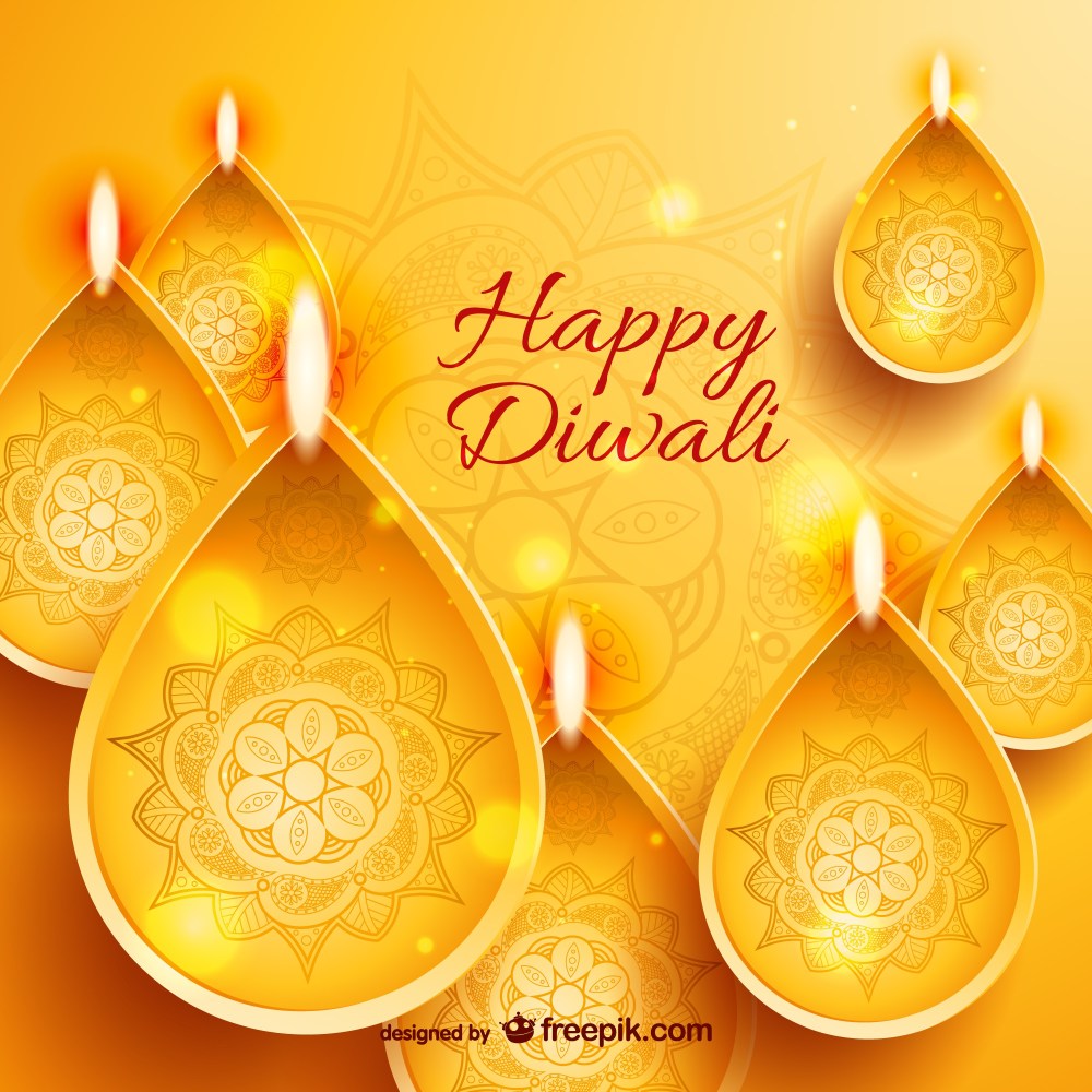 Golden Happy Diwali card