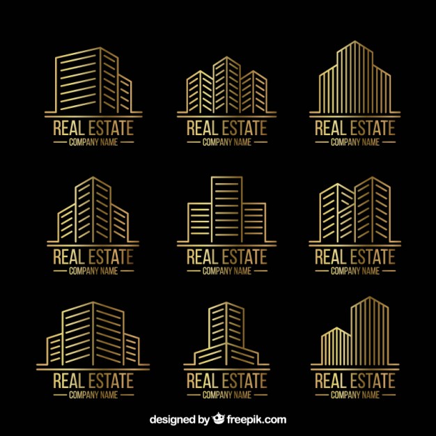 Golden linear real estate logos