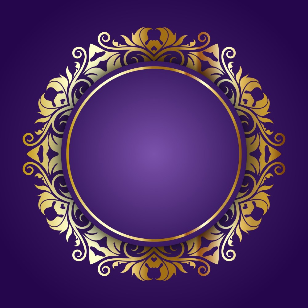 Golden ornamental frame on a purple background