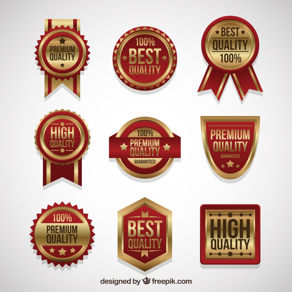 Golden quality labels in vintage style 