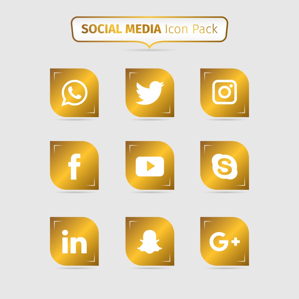 Golden social media icon pack