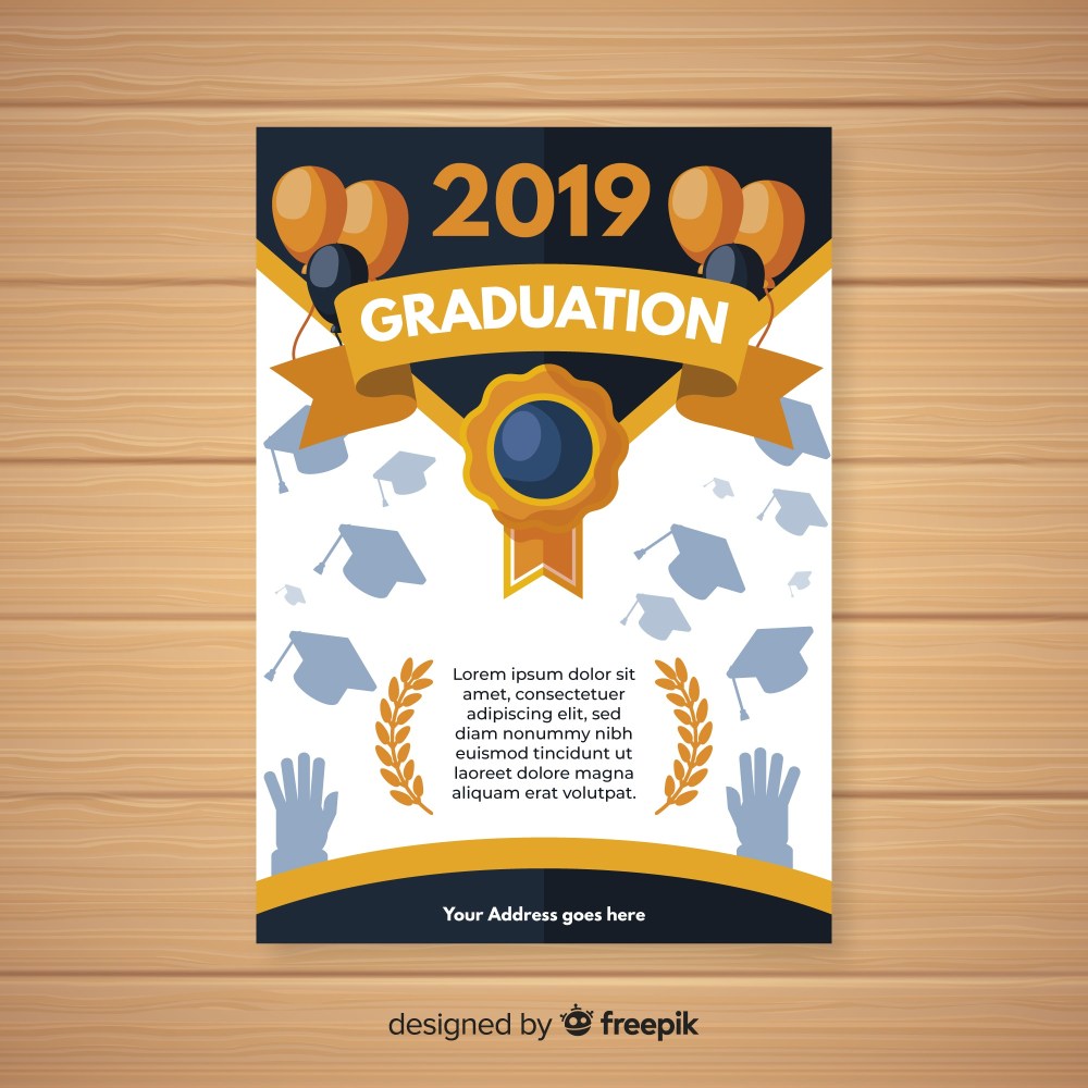 Graduation invitation template flat design