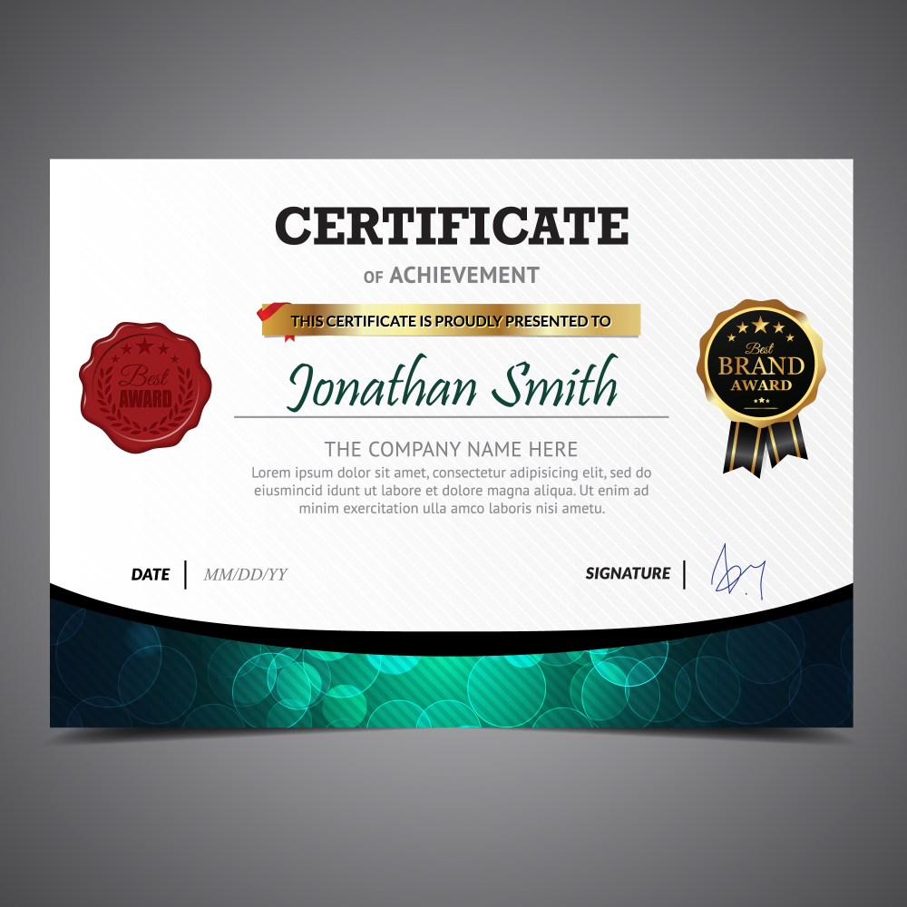 Green and white cerfiticate template