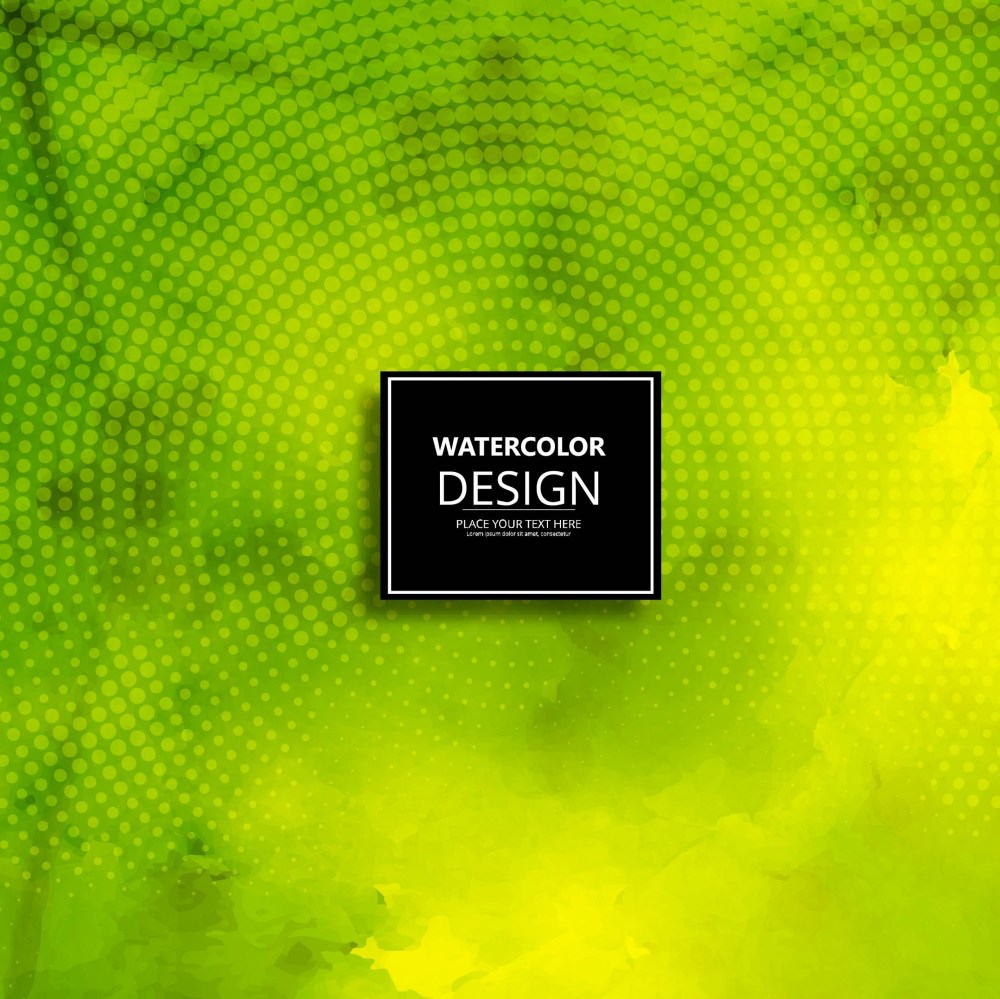 Green watercolor design with halftone dots