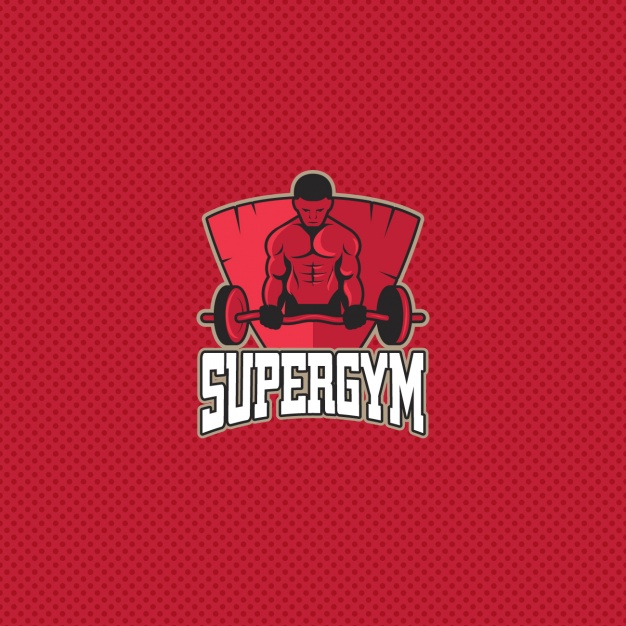 Gym logo on a red background