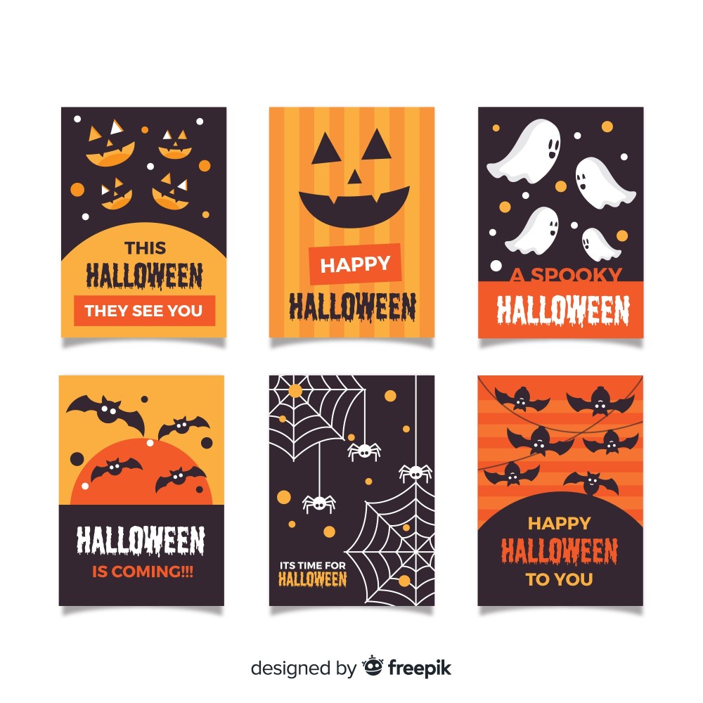 Halloween card collection in flat design