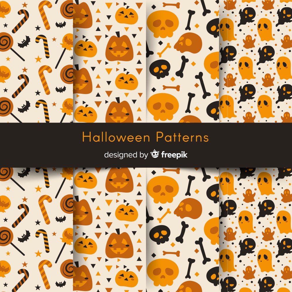 Halloween patterns with drawings 