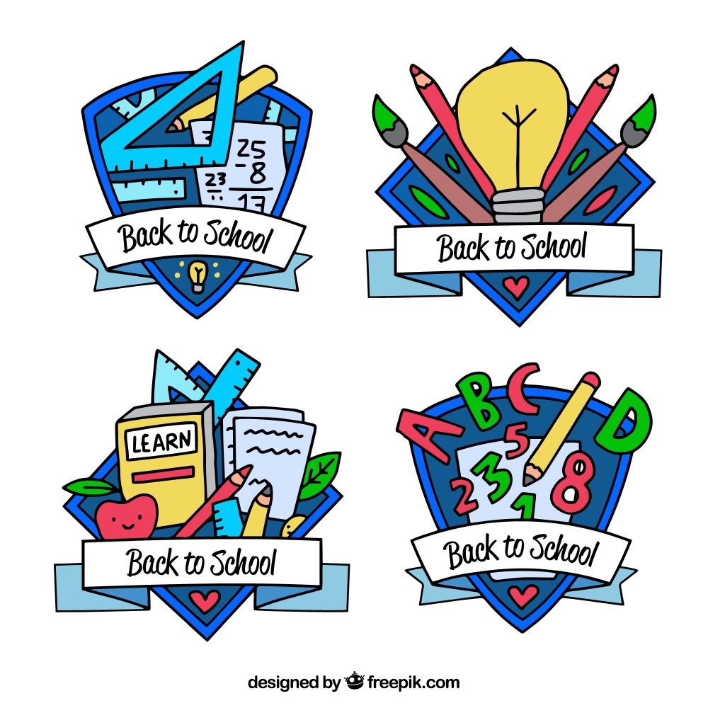 Hand drawn back to school label collection
