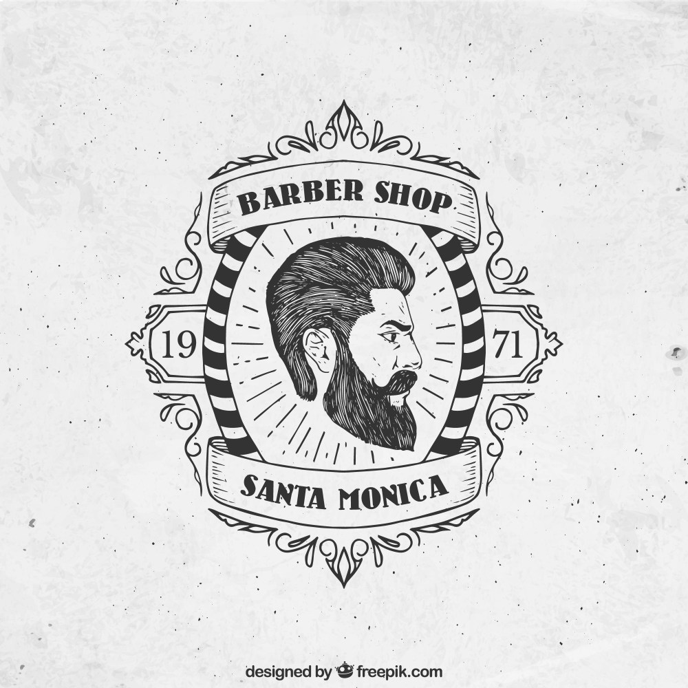 Hand drawn barber shop badge 