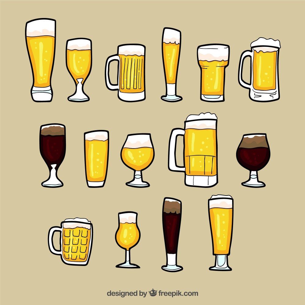 Hand drawn beer glass & mug collection