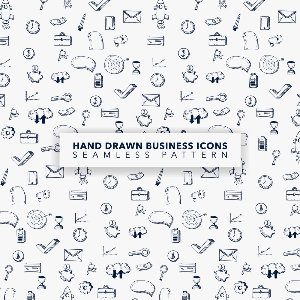 Hand drawn business icon pattern background