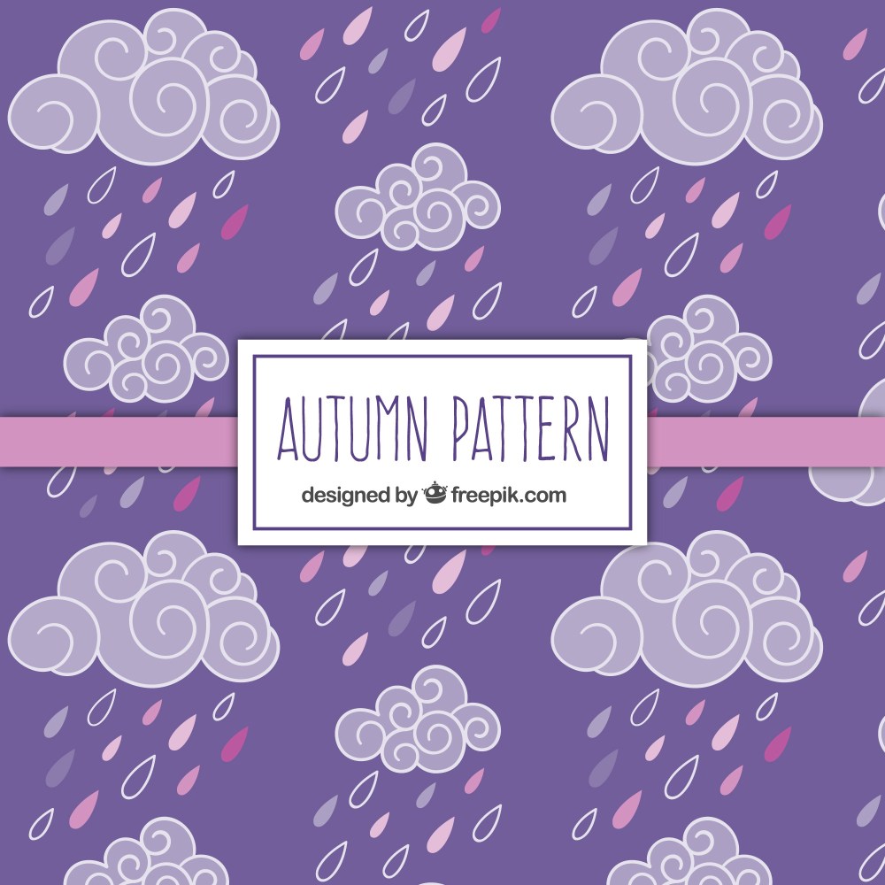 Hand drawn clouds and rain pattern 