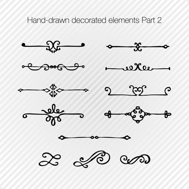 Hand drawn decorated element collection