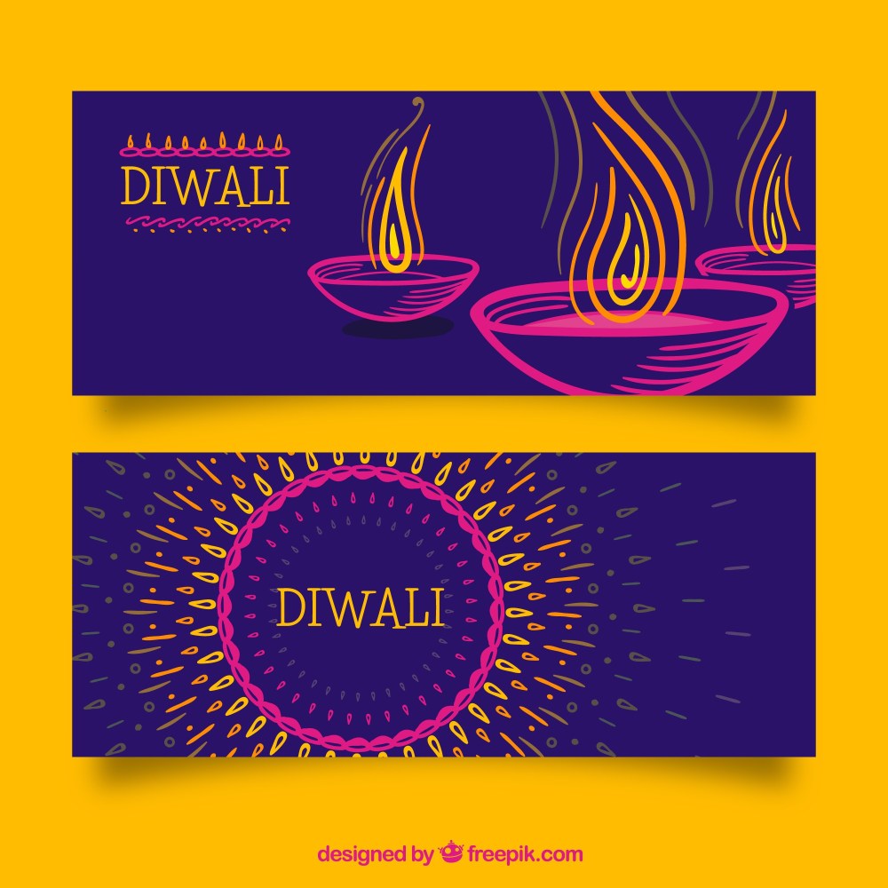 Hand drawn diwali banners