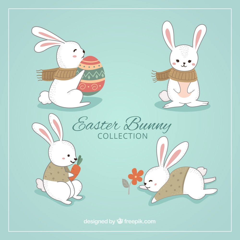 Hand drawn easter bunnies collection