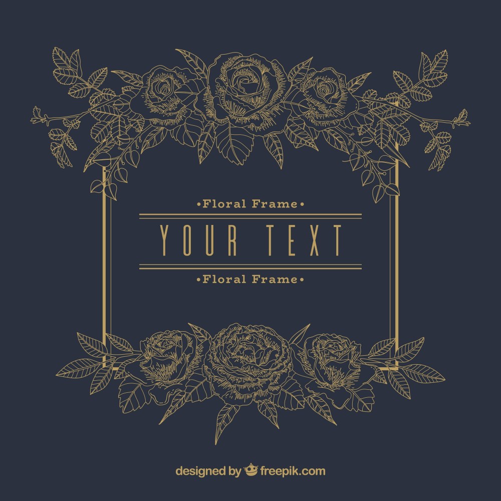 Hand drawn floral frame with elegant style