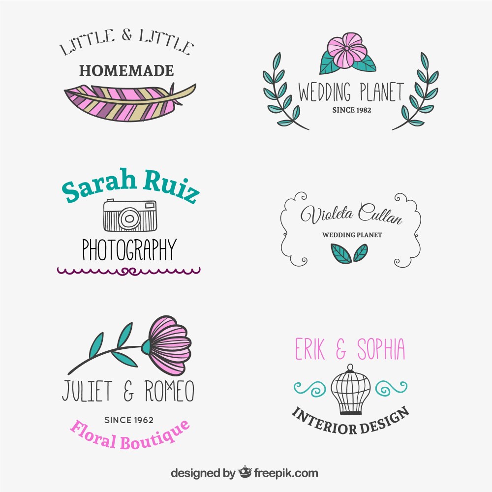 Hand drawn floral logos