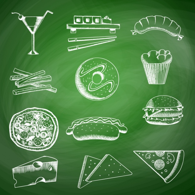 Hand drawn food collection