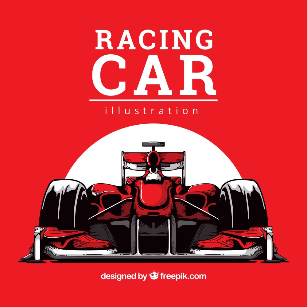 Hand drawn formula 1 racing car