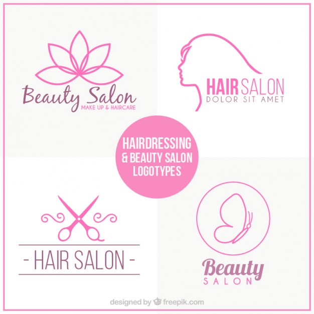 Hand drawn hairdressing logos set