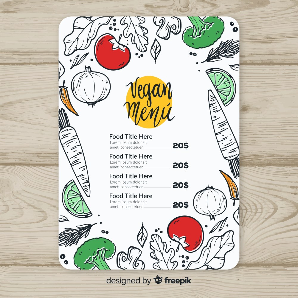 Hand drawn modern restaurant menu template