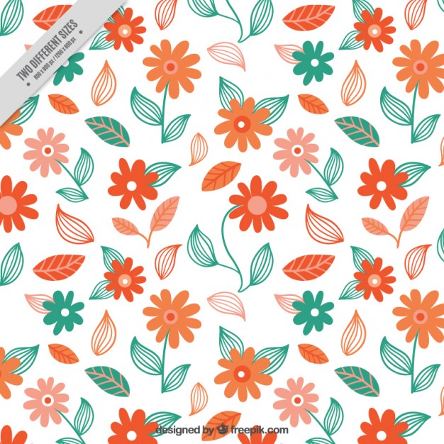 Hand drawn orange daisies background