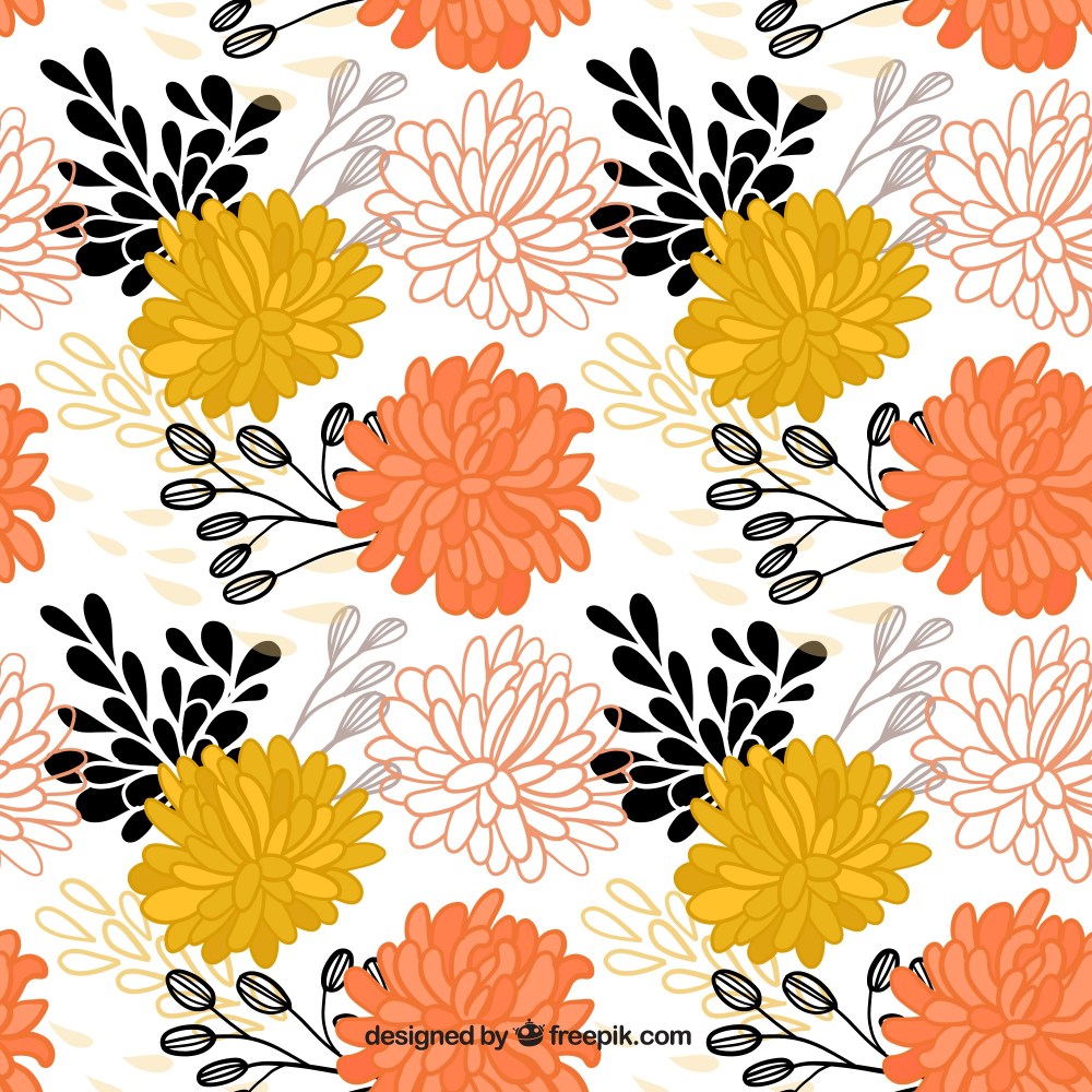 Hand drawn ornamental flowers pattern 