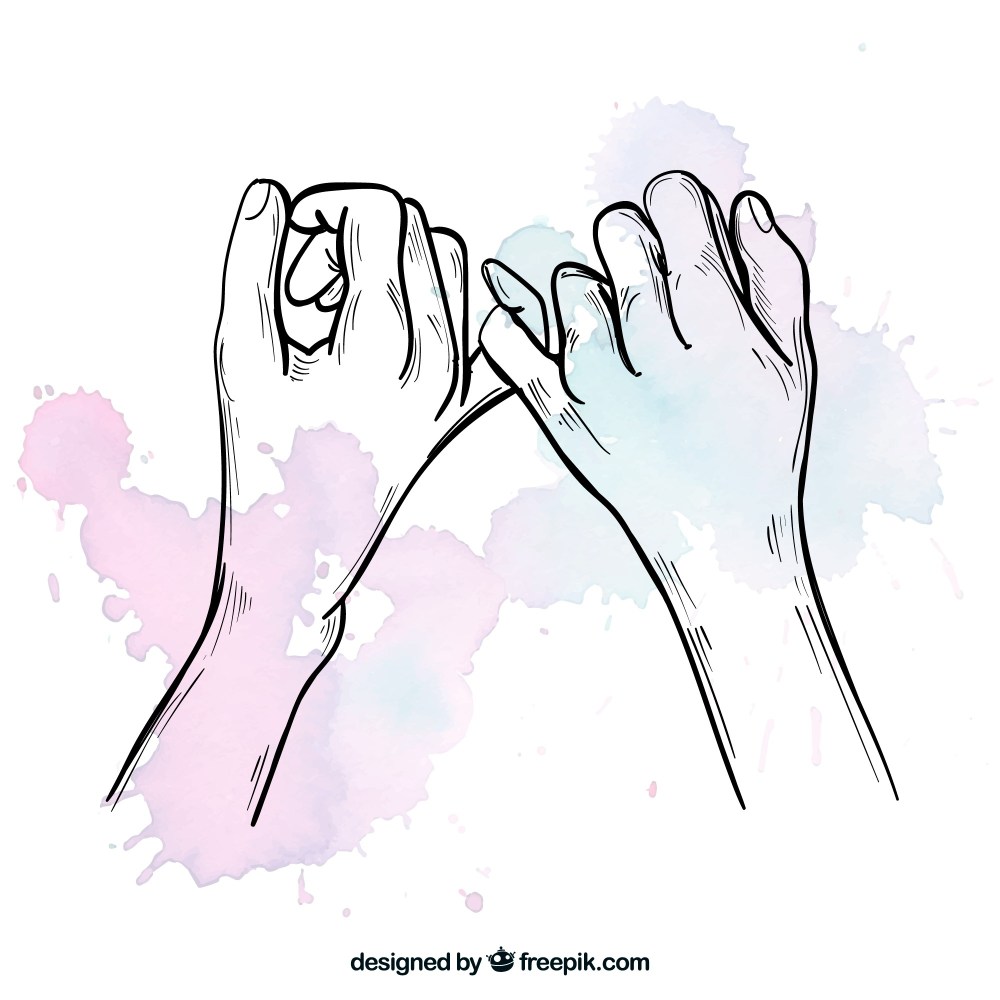 Hand drawn pinky promise composition