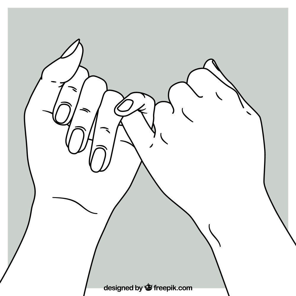 Hand drawn pinky promise composition