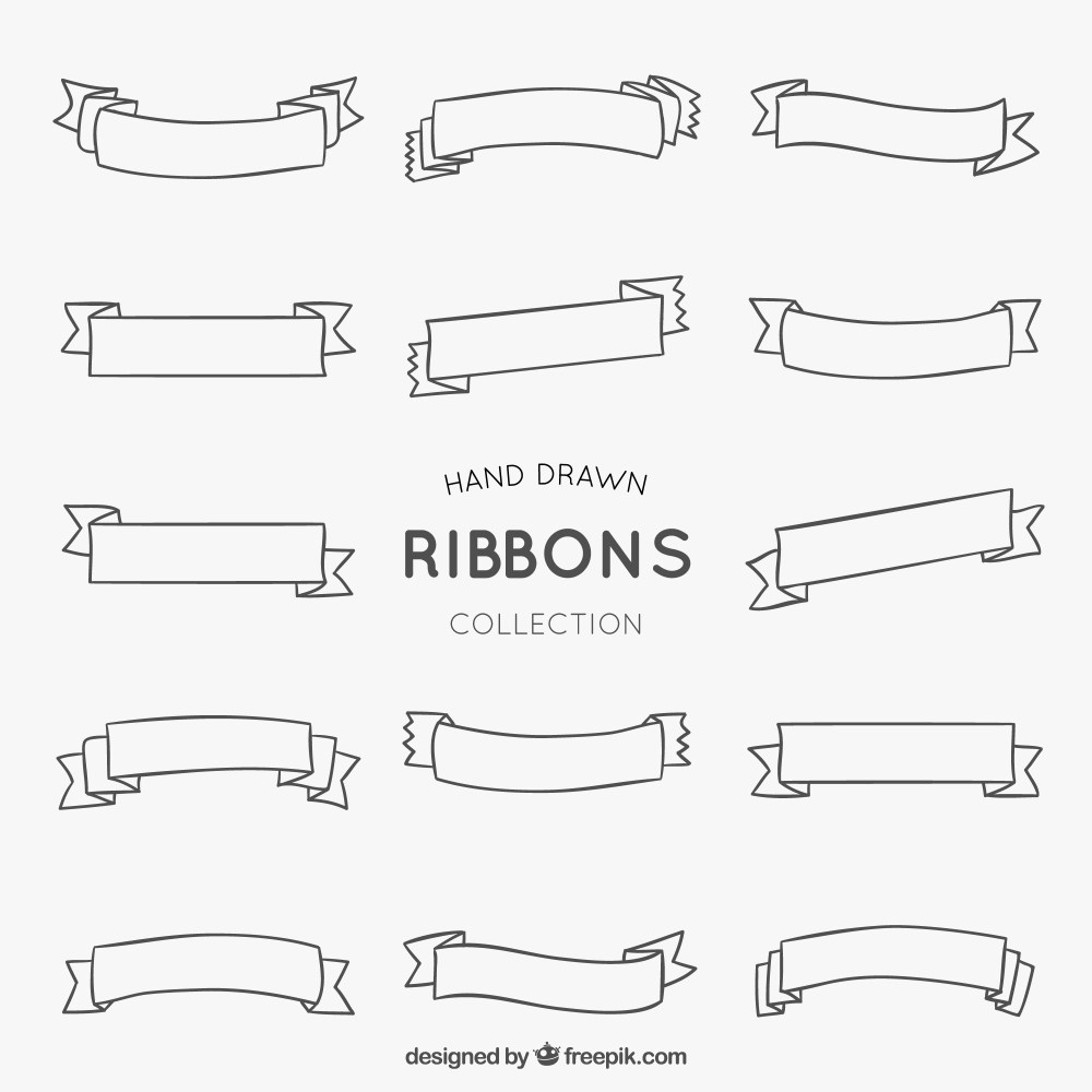Hand drawn simple ribbon collection