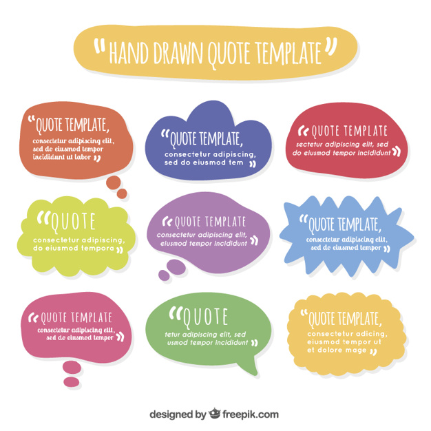 Hand drawn speech bubble quotes