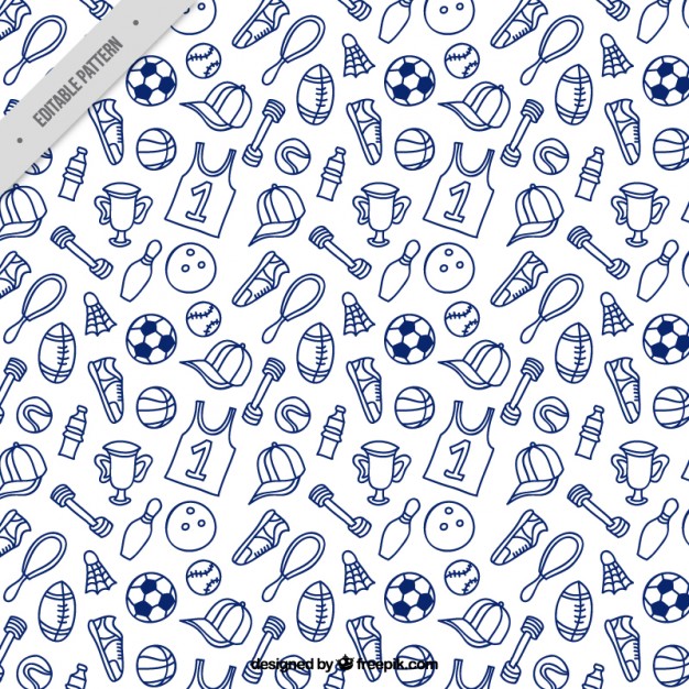 Hand drawn sport accessories pattern