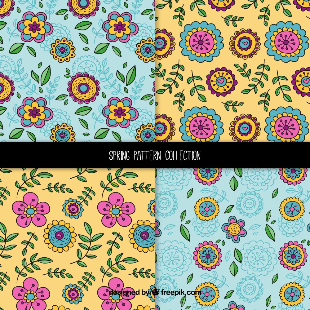Hand drawn spring pattern collection