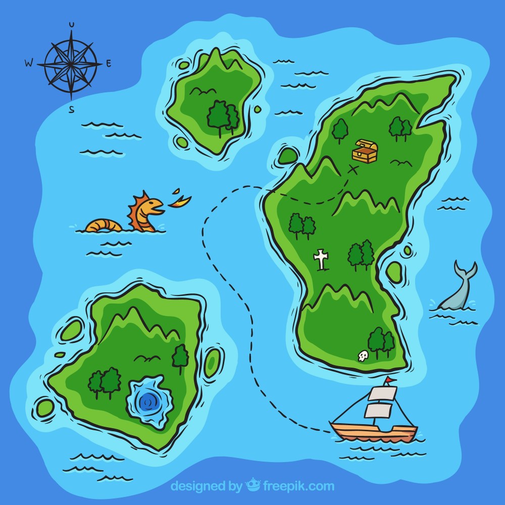 Hand drawn treasure map background