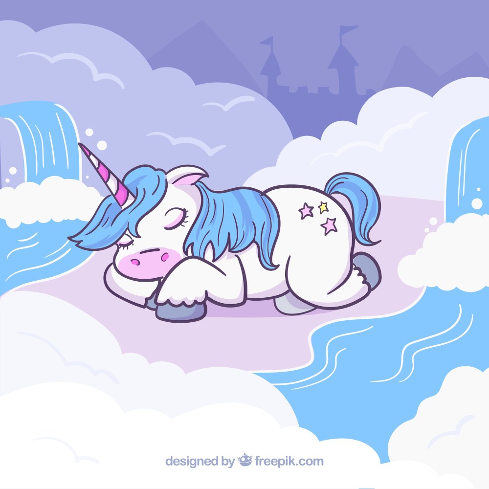 Hand drawn unicorn sleeping