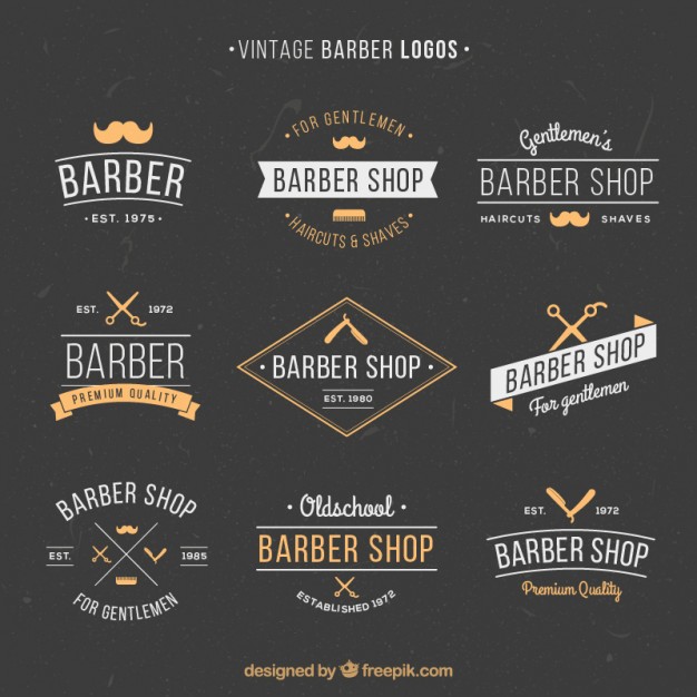 Hand drawn vintage barber logos 
