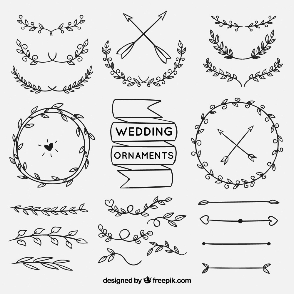 Hand drawn wedding ornament collection