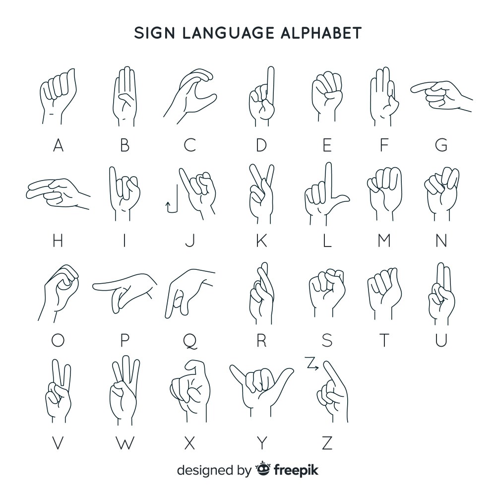 Hand gesture language alphabet