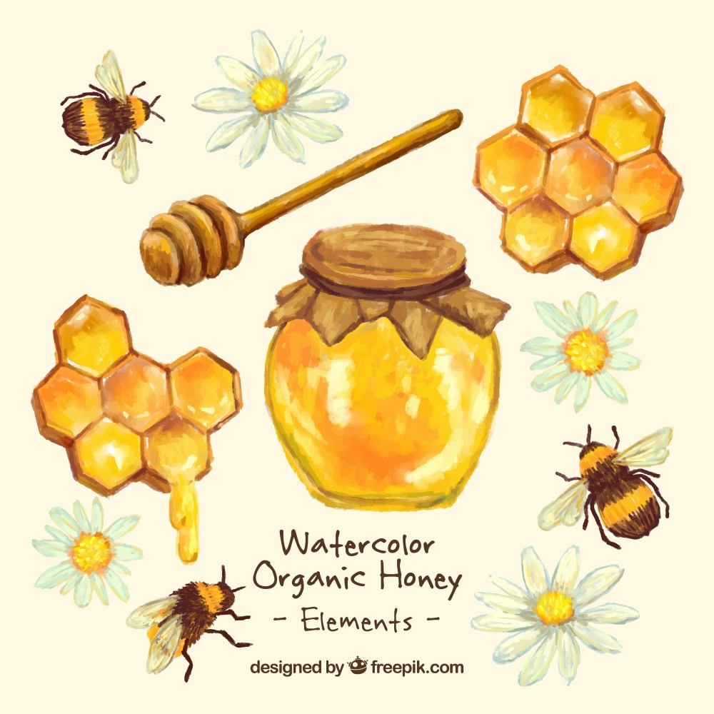 Hand painted honey jar with honeycomb 