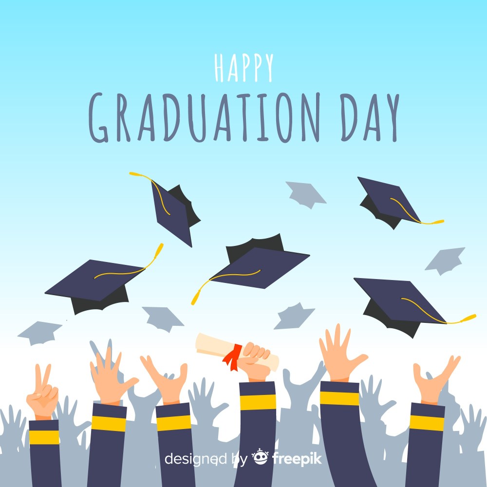 Hands throwing graduation hats in the air