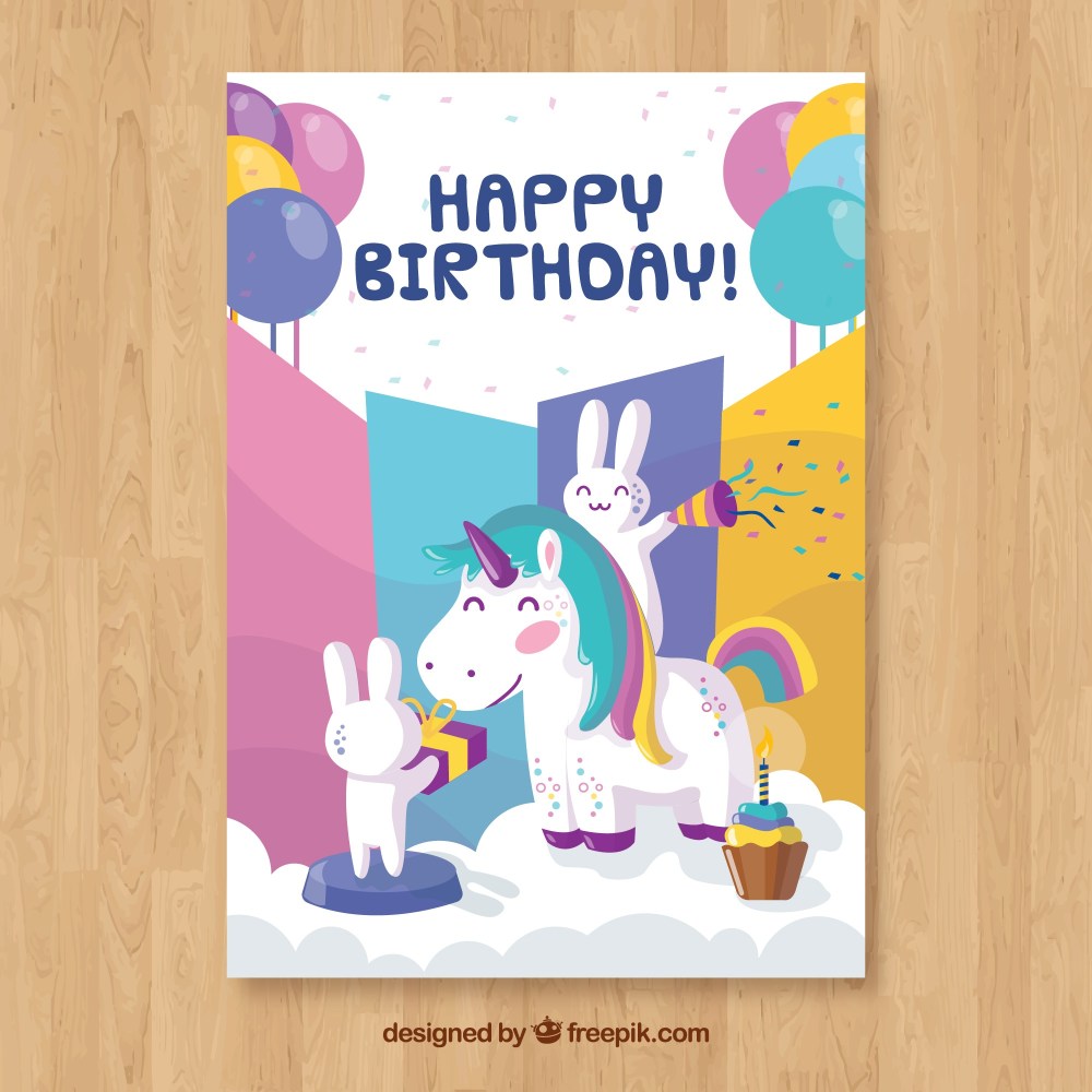 Happy birthday card in hand drawn style